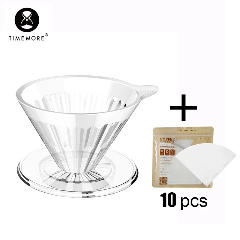 Фильтры для кофе TIMEMORE Store V60 многоразовые портативные чашки ПК вручную отправка 10