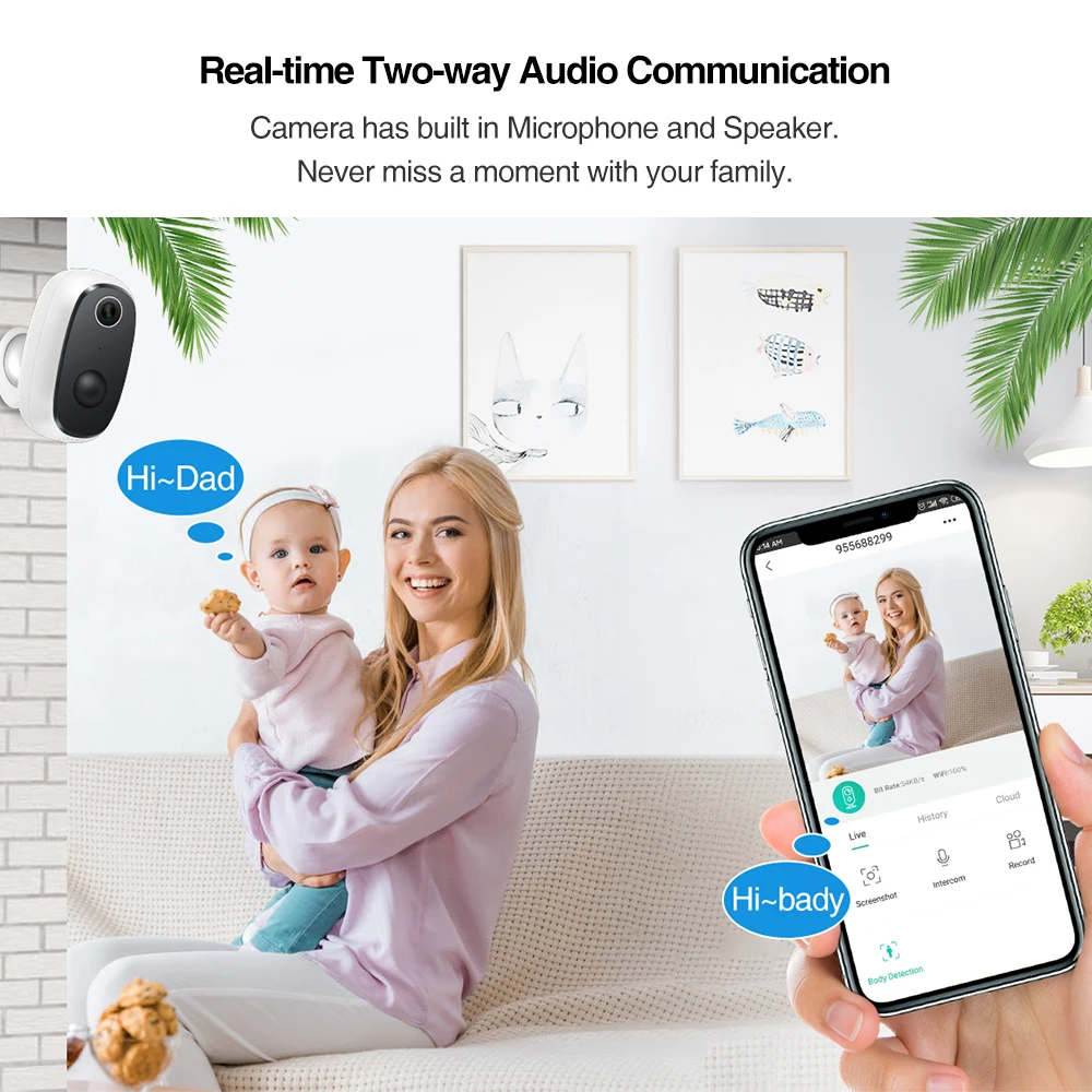 Techage 1080P WiFi камера Solor зарядка от батареи Беспроводная ip безопасности TF карта и