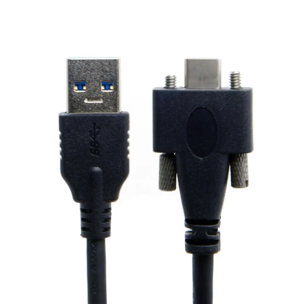 

USB 3.1 Type-C Dual Screw Locking to USB3.0 Data Cable 1.2m Panel Mount Type
