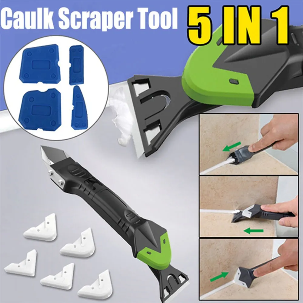 

Creative Silicone Remover 5in 1 Caulk Finisher Sealant Smooth Scraper Grout Kit Spatula Caulking Tool Hand Tools Set Accessories
