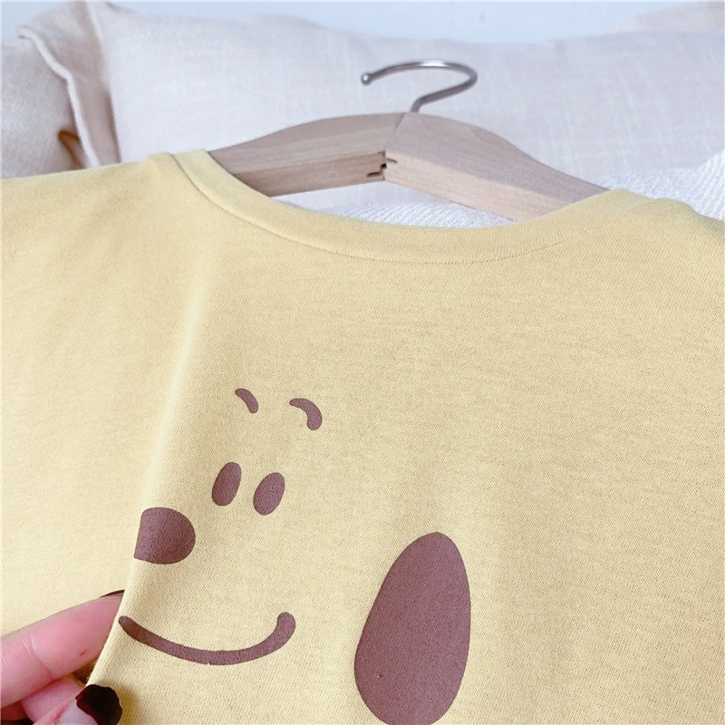 

Girls Boys Casual T-shirts 2021 New Korean Summer Kids Cartoon Print Tops Cute Short Sleeve Children Knitting Clothes