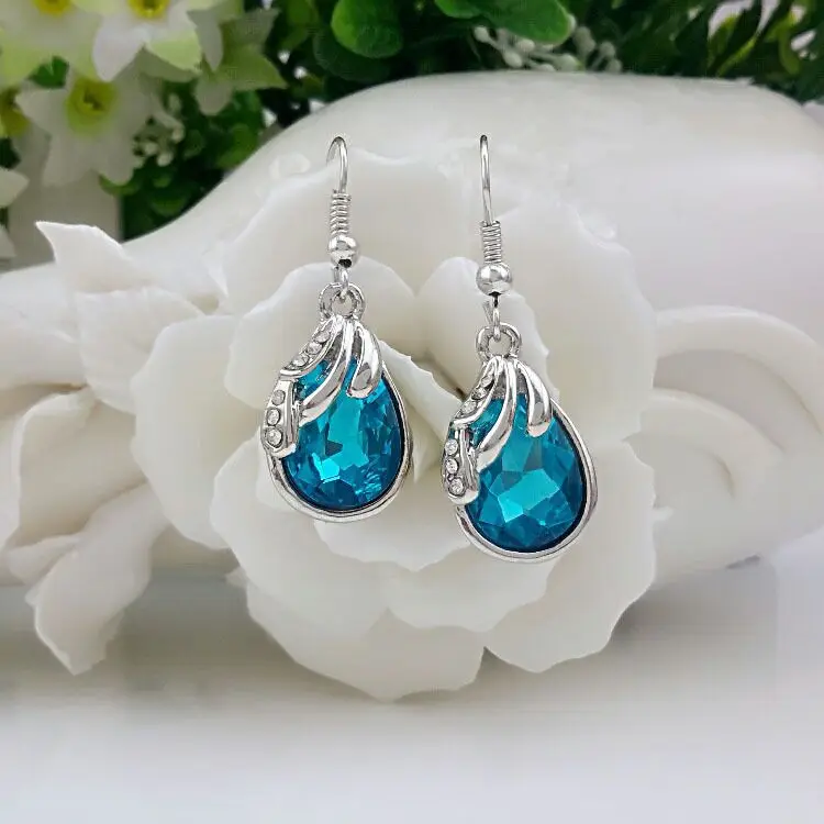 2019 Fine ladies earrings 925 sterling silver crystal ear hook hypoallergenic bride Christmas gift e073 | Украшения и аксессуары