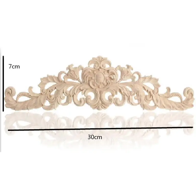 

Rectangle Carving Natural Wood Appliques For Furniture Cabinet Unpainted Wooden Mouldings Decal Vintage Decoration Accessories