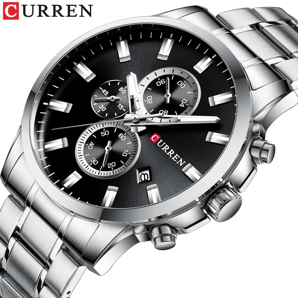 

CURREN Fashion Mens Quartz Chronograph Wristwatches Casual Business Watch Stainless Steel Clock Male Date Reloj multifuncion