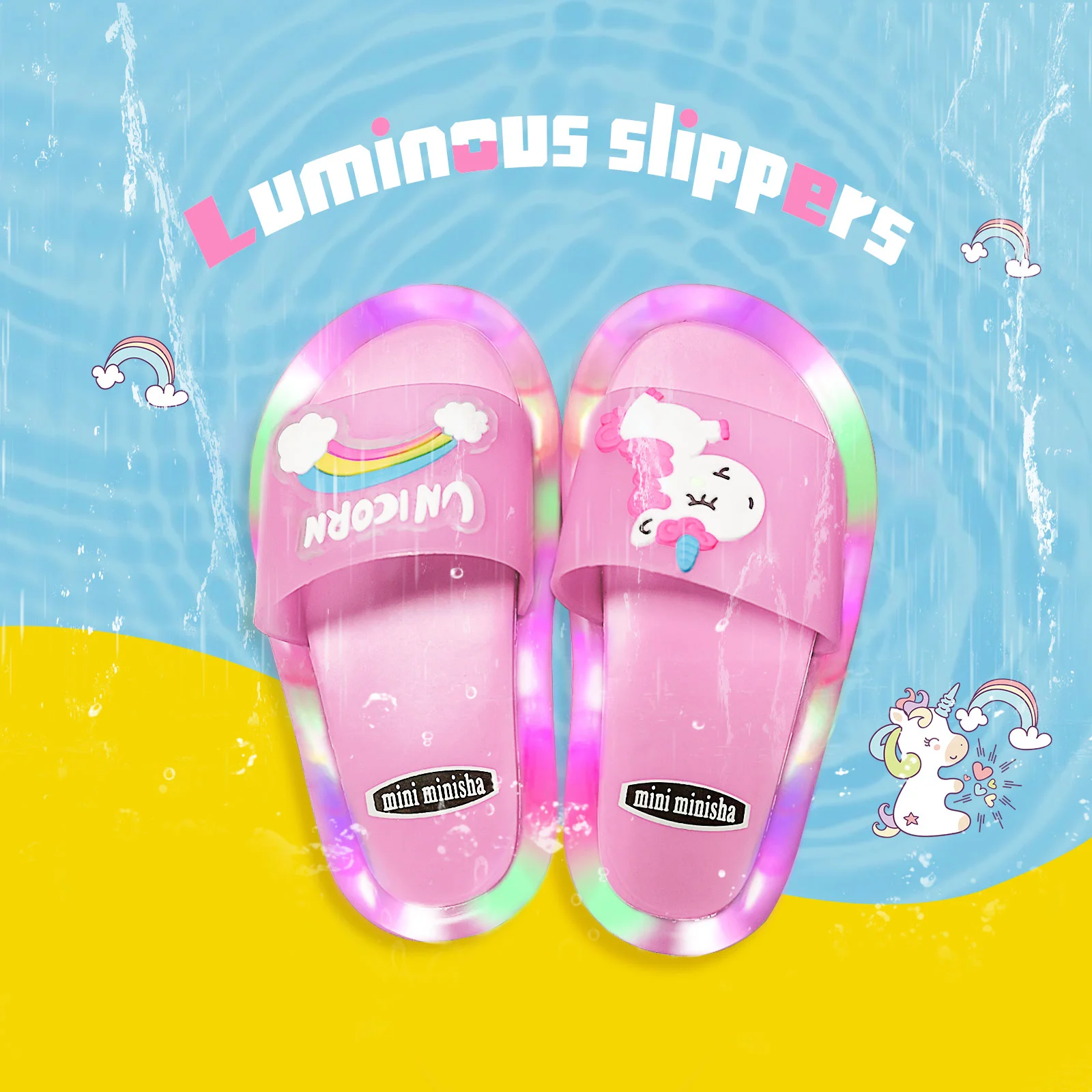 

2021 Girl Slippers Children LED Kids Slippers Baby Bathroom Sandals Kids Shoes for Girl Boys Light Up Shoes Toddler