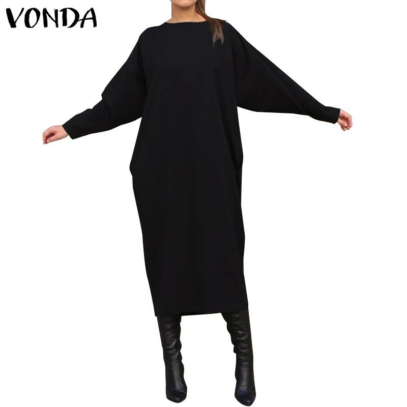 VONDA 2021 платье для беременных с длинным рукавом повседневное однотонное модное