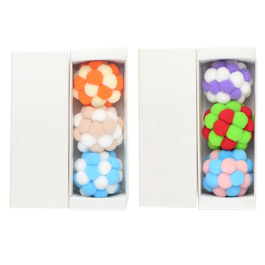 

Cat Toys Cat Jingle Ball Plush 3PCS Bite Resistant Interactive Cat Bell Ball Kitten Ball Toy For Pets Dog Supplies Multicolor
