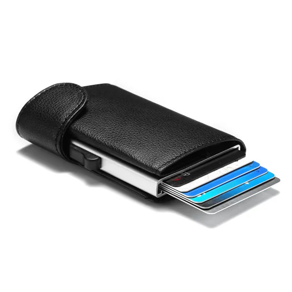 Black S35 BISI GORO, новинка, RFID держатель для карт, блокирующий металлический кошелек, одна коробка, минималистичный кошелек, алюминиевая посылка для карт, для мужчин, Чехол для карт - Цвет: Black S35