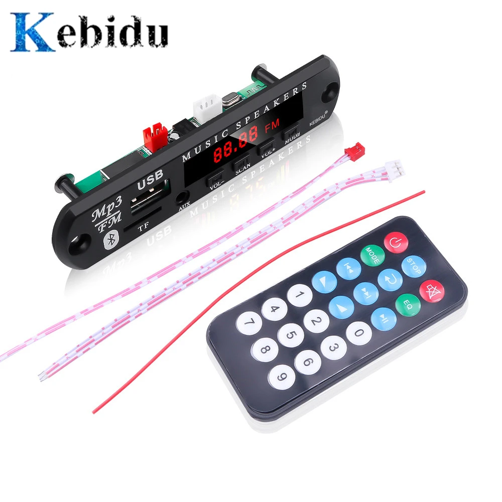Автомобильный мини декодер Kebidu Bluetooth 5 0 MP3 SD/TF карта USB FM радио музыка DC в 12 В плеер