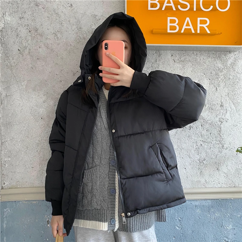 

2020 New Winter Solid Color Women Coat Thick Warm Loose Casual Jacket Female Long Sleeve Outwear Hooded Tops Bread Service
