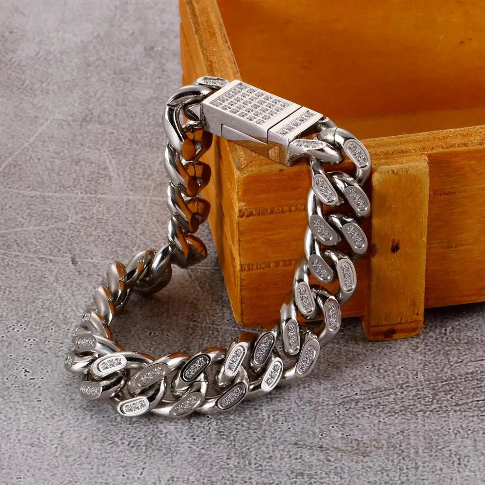 Kalen 14 мм высококачественный браслет-цепочка с инкрустацией цирконом в стиле