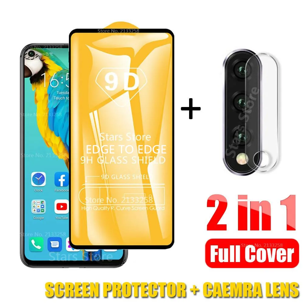 2 в 1 полное покрытие 9D закаленное стекло для Huawei Nova 5 T 6 26 'Ƌ защита экрана Honor 20S
