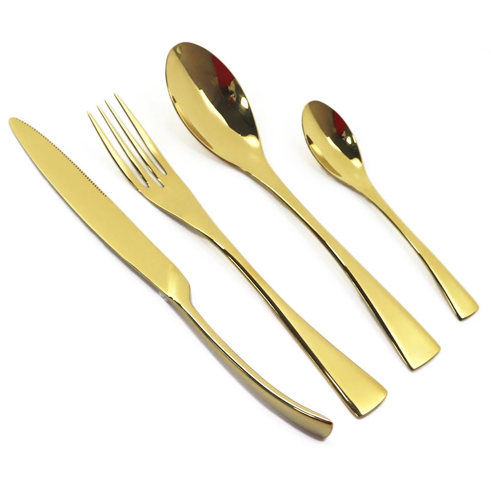 Набор золотых столовых приборов 4 шт./компл. Западный нож вилка ложка столовая