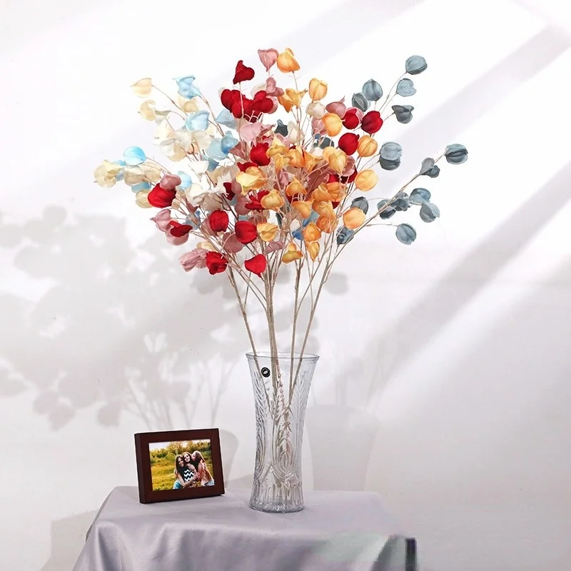 

High-quality Simulation Flower 3 ForkRedLantern Flower, Single90cmLong,Home Decoration,WeddingArrangement,Vase FlowerArrangement