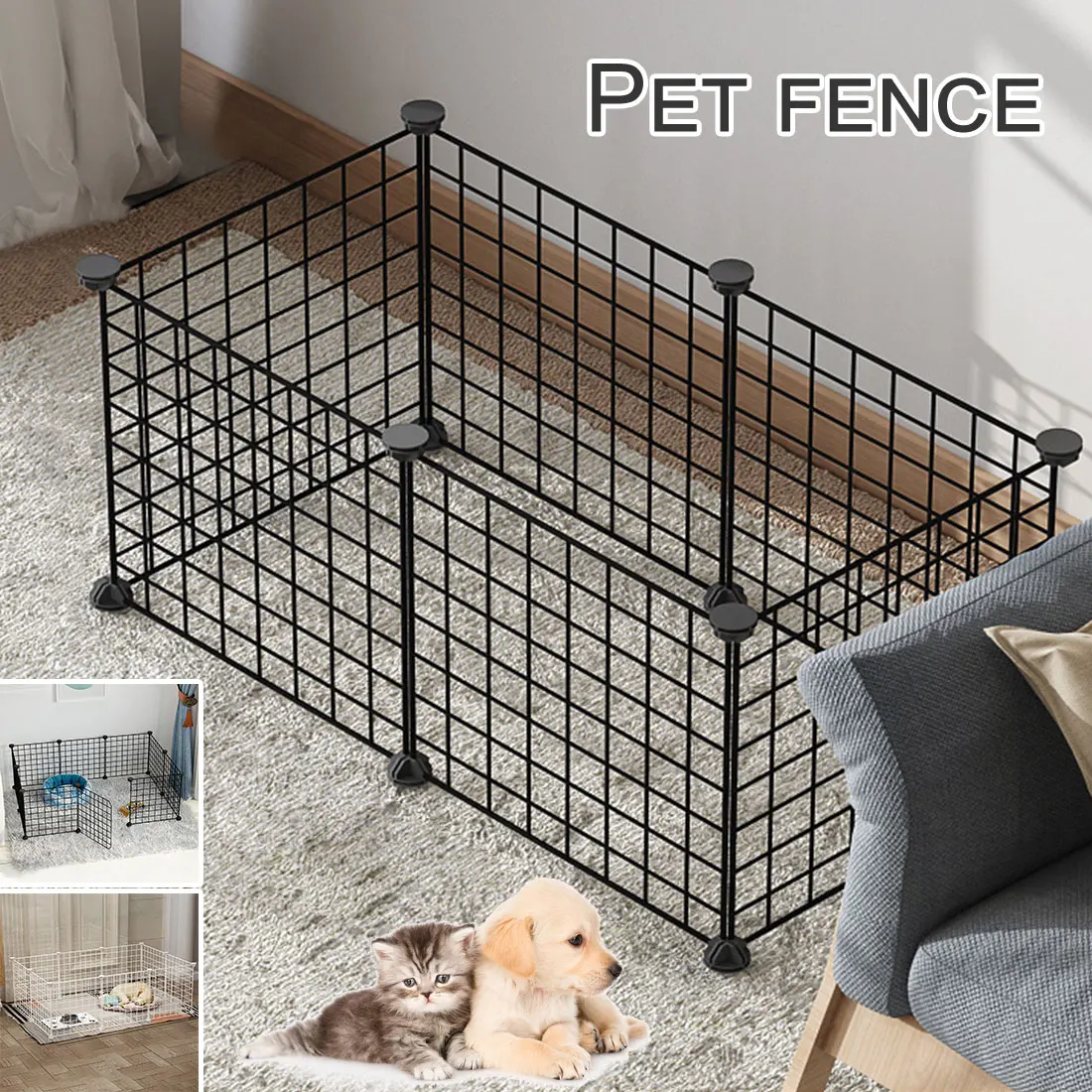 collapsible-pet-fence-iron-fence-puppy-cat-litter-house-sports-training-space-dog-supplies-rabbit-guinea-pig-cage