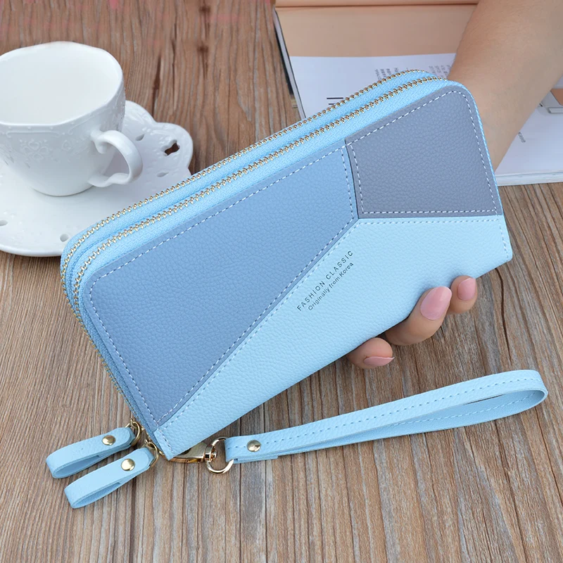 blue SHUJIN, новинка, женские кошельки, кредитный кошелек, женский роскошный брендовый клатч из искусственной кожи, зажим для денег, длинный женский кошелек для монет - Цвет: blue