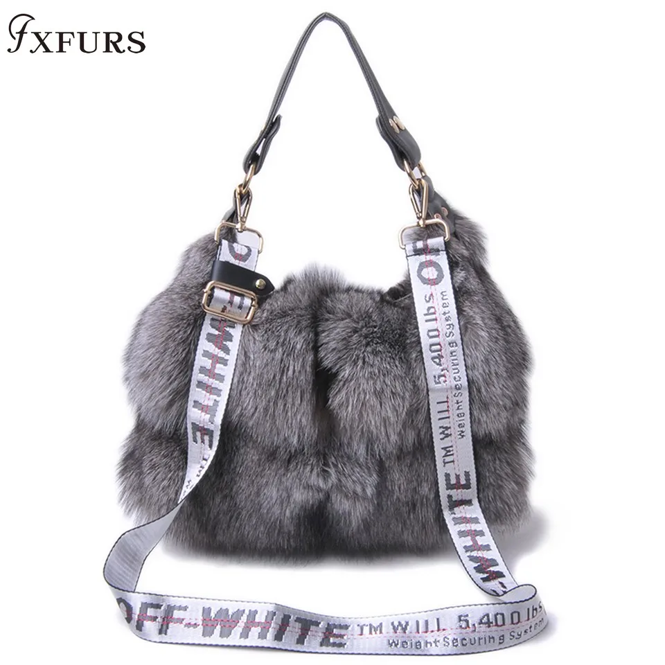 FXFURS, новинка, сумки из натурального лисьего меха, женские сумки через плечо на одно плечо, сумки через плечо из меха серебристой лисы, большие женские клатчи