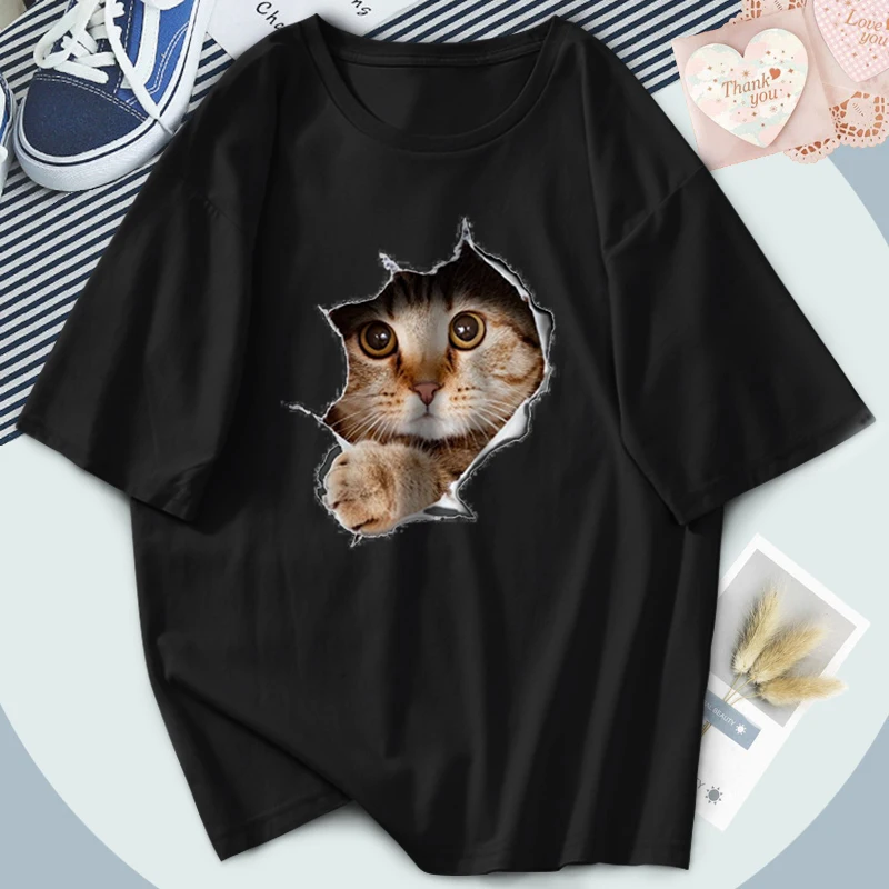 

Oversize Cute Cats Print Tshirts Outdoor Elegant Womens T Shirts FashionHip Hop Cosplay Tops Tees Breathable Ladies Camiaetas