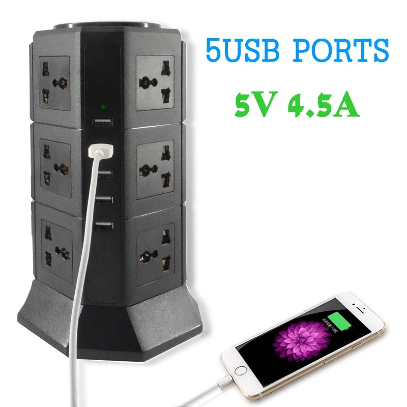 розетка в столешницу USB лента питания Вертикальная 8/12 EU/UK/US/AU штепсельная вилка