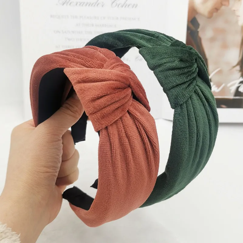 Аксессуары для волос женская бархатная широкая боковая повязка на голову со