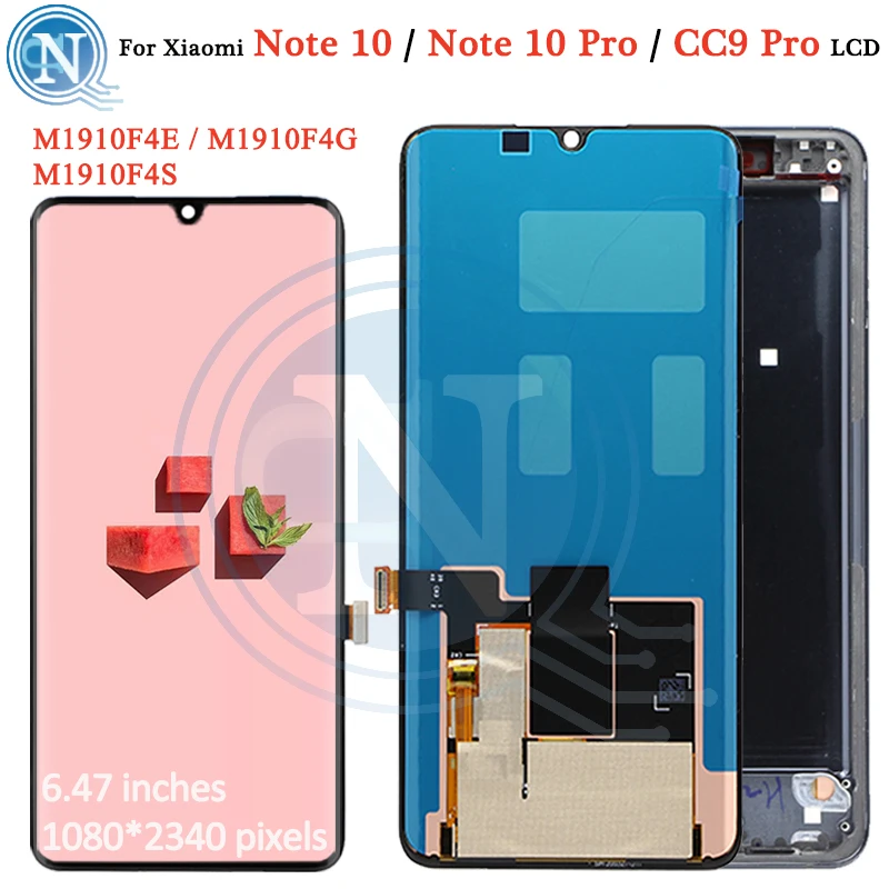 ЖК-дисплей Super AMOLED для Xiaomi mi note 10 Pro сенсорная панель дигитайзер экрана в сборе Note /