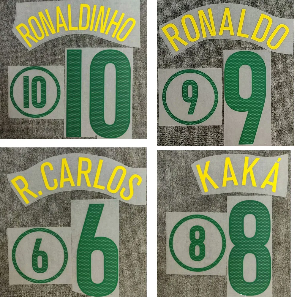 

2004 Бразилия Nameset #9 Роналдо #10 роналдинхо #6 R.ca rlos #8 Kaka печать термотрансферные патчи