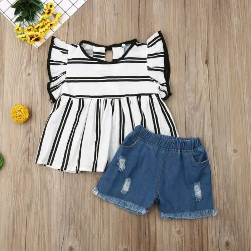 Модные детские нагрудники из 2 предметов для маленьких девочек комплекты одежды