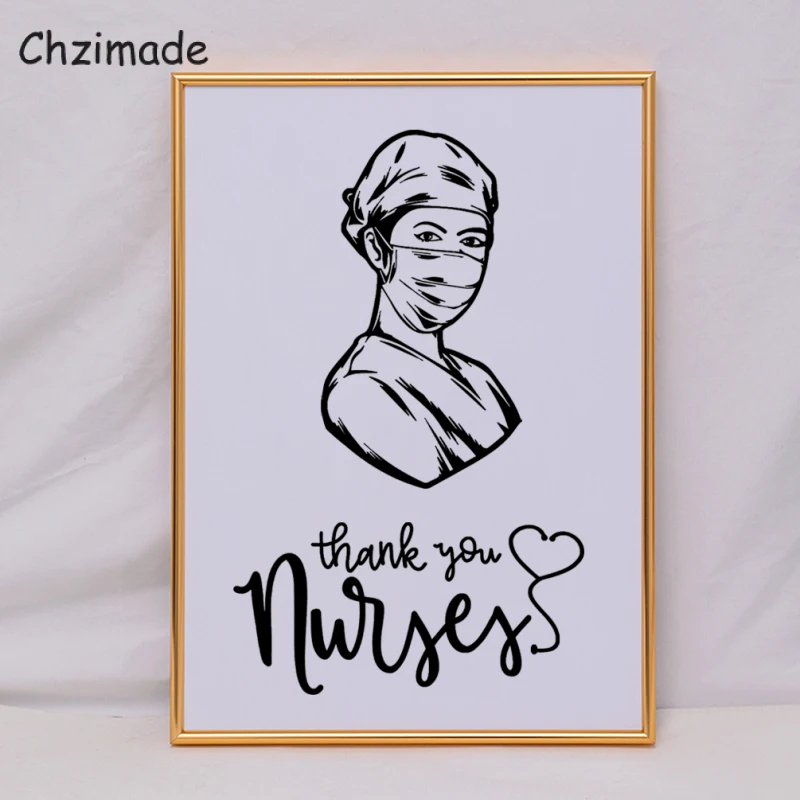 Chzimade благодарю медсестер самоклеящийся трафарет с шелкографией сетчатые