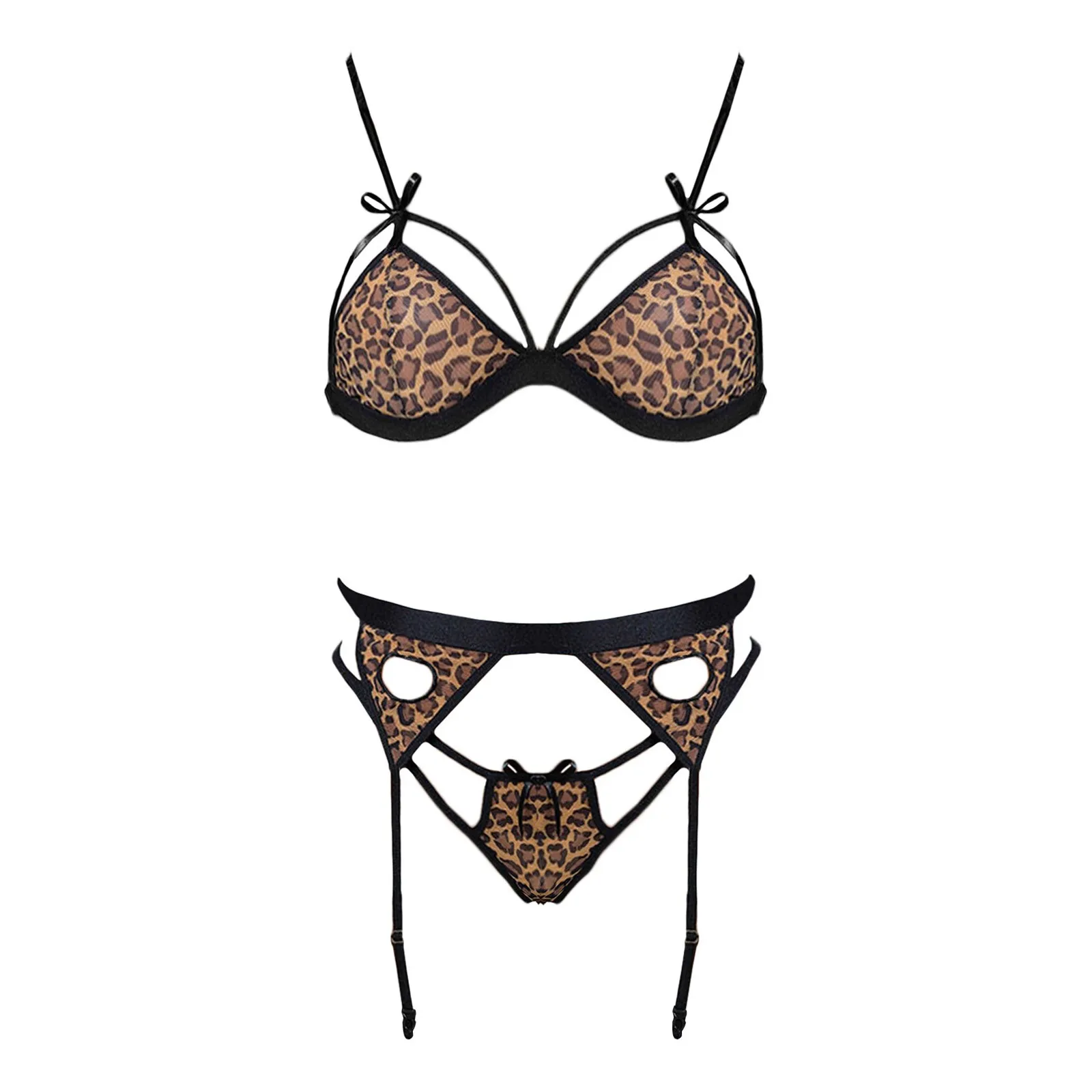 

Women Sexy Lingerie Lace Bra Set Underwear Leopard Women Girls Babydoll Erotic Lingerie Dress Bra Briefs Set Plus Size Thong