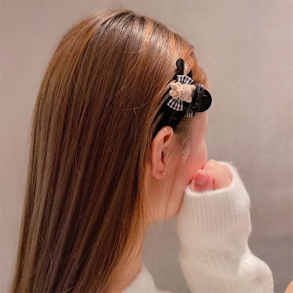 

Бархатные головные уборы с мультяшным рисунком кролика банта, заколки для волос, флокирующие Когти для волос в Корейском стиле, Маленькие и...