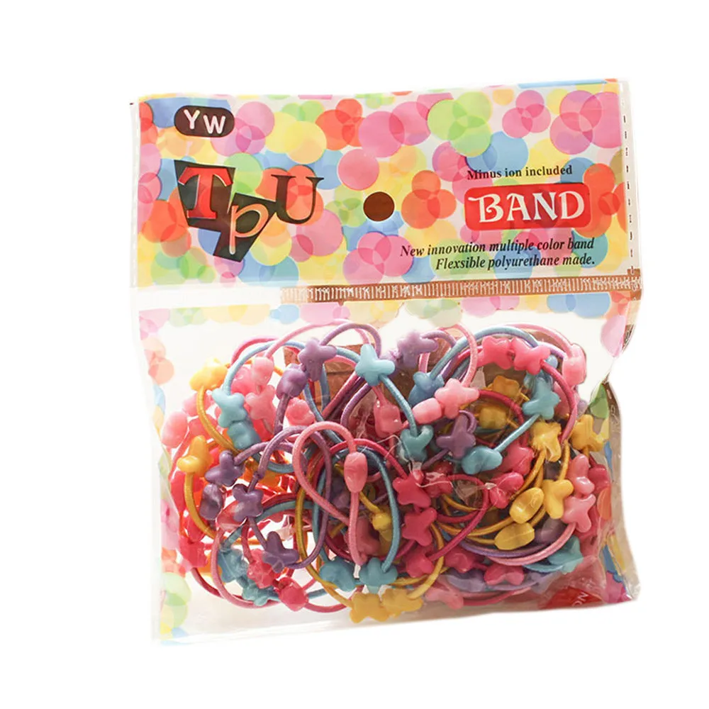 50 шт. Детские двойные бусины с мультипликационным принтом маленькие резинки для