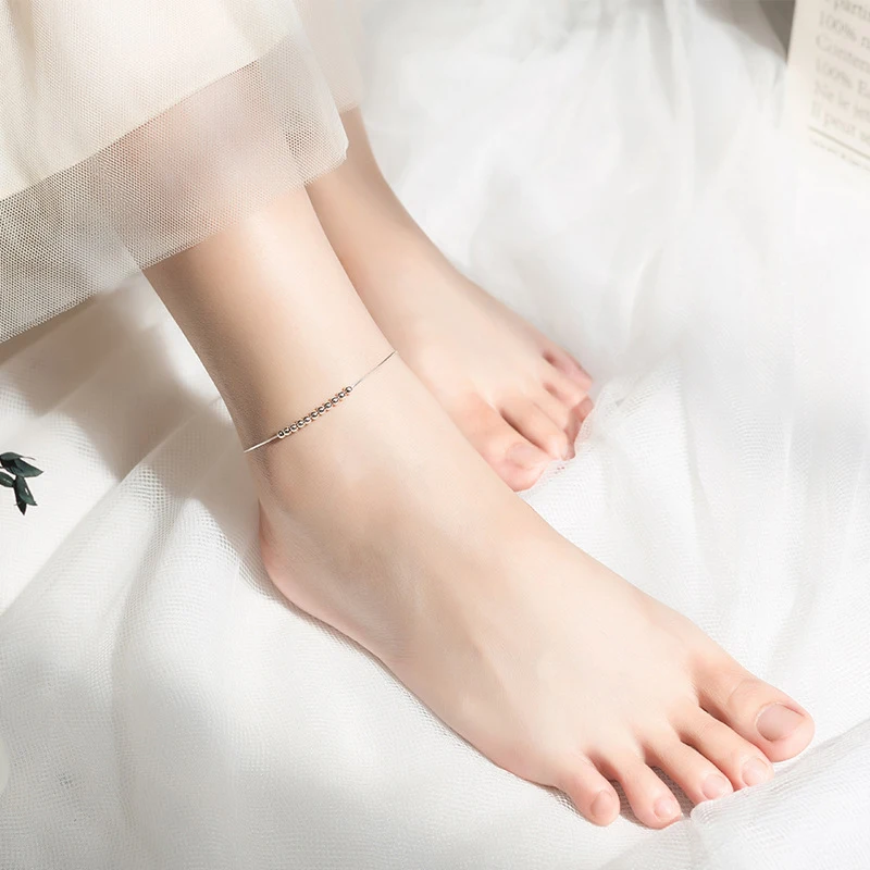 Colusiwei минималистский Круглый браслет на ногу из бисера 925 стерлингового серебра