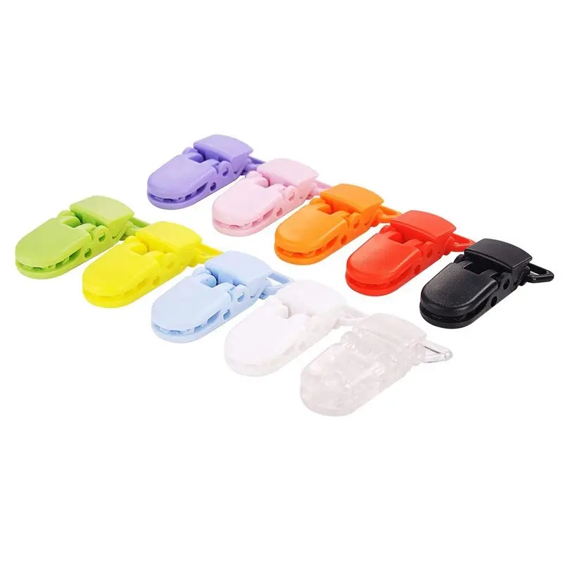 

50 pcs Pacifier clip suspender strap plastic clip 10 colors