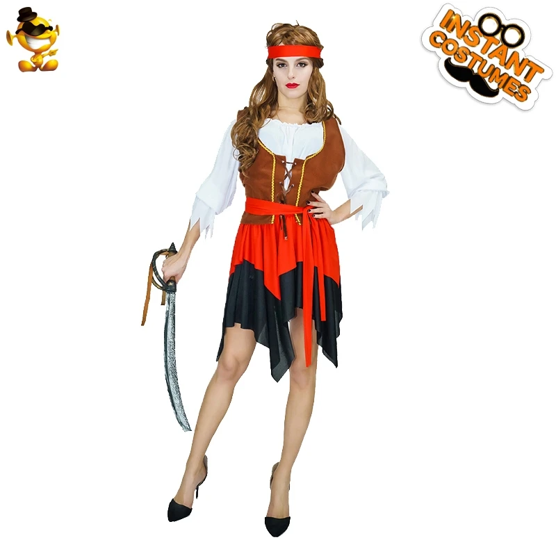 

QLQ женские пиратские костюмы, костюмы на Хэллоуин, косплей, пиратский костюм для взрослых, маскарадный костюм, нарядное платье, наряды капит...