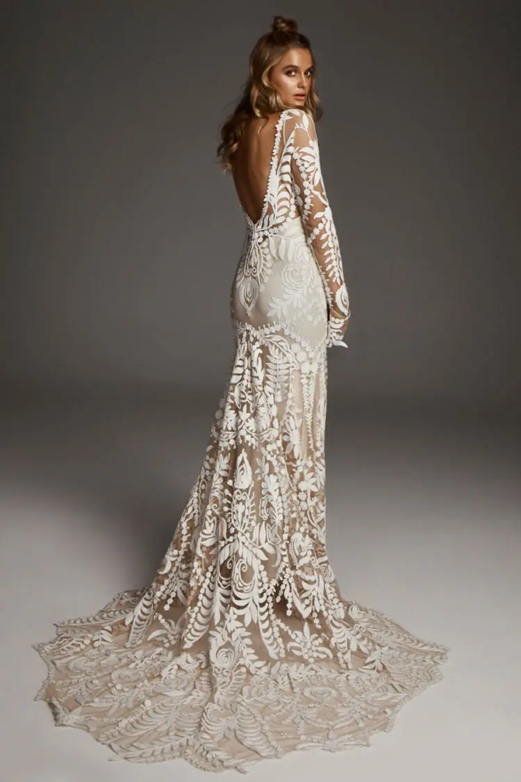 Женское свадебное платье с юбкой-годе Ковбойское из двух предметов кружевной