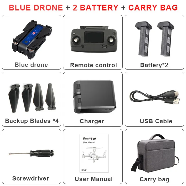 Blue 2Battery Bag B4W gps Дрон бесщеточный складной Радиоуправляемый Дрон 5G Wifi Fpv с камерой 4K антивибрационный оптический поток Радиоуправляемый квадрокоптер вертолет - Цвет: Blue 2Battery Bag