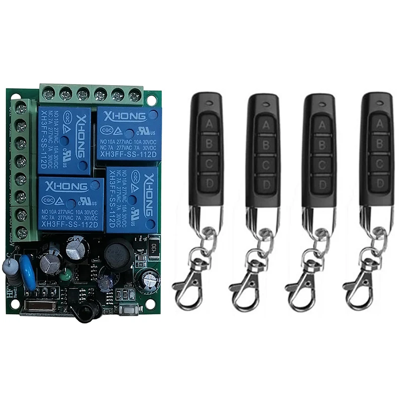 Universal Wireless Remote Control AC110V 220V 4CH Relay Radio Receiver Module controller RF Switch for Gate Garage opener | Электроника