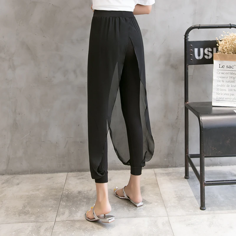 2019 spring summer fashion women chiffon harem pants female spliced trousers elastic waist casual comfy boho pant plus size 5XL | Женская