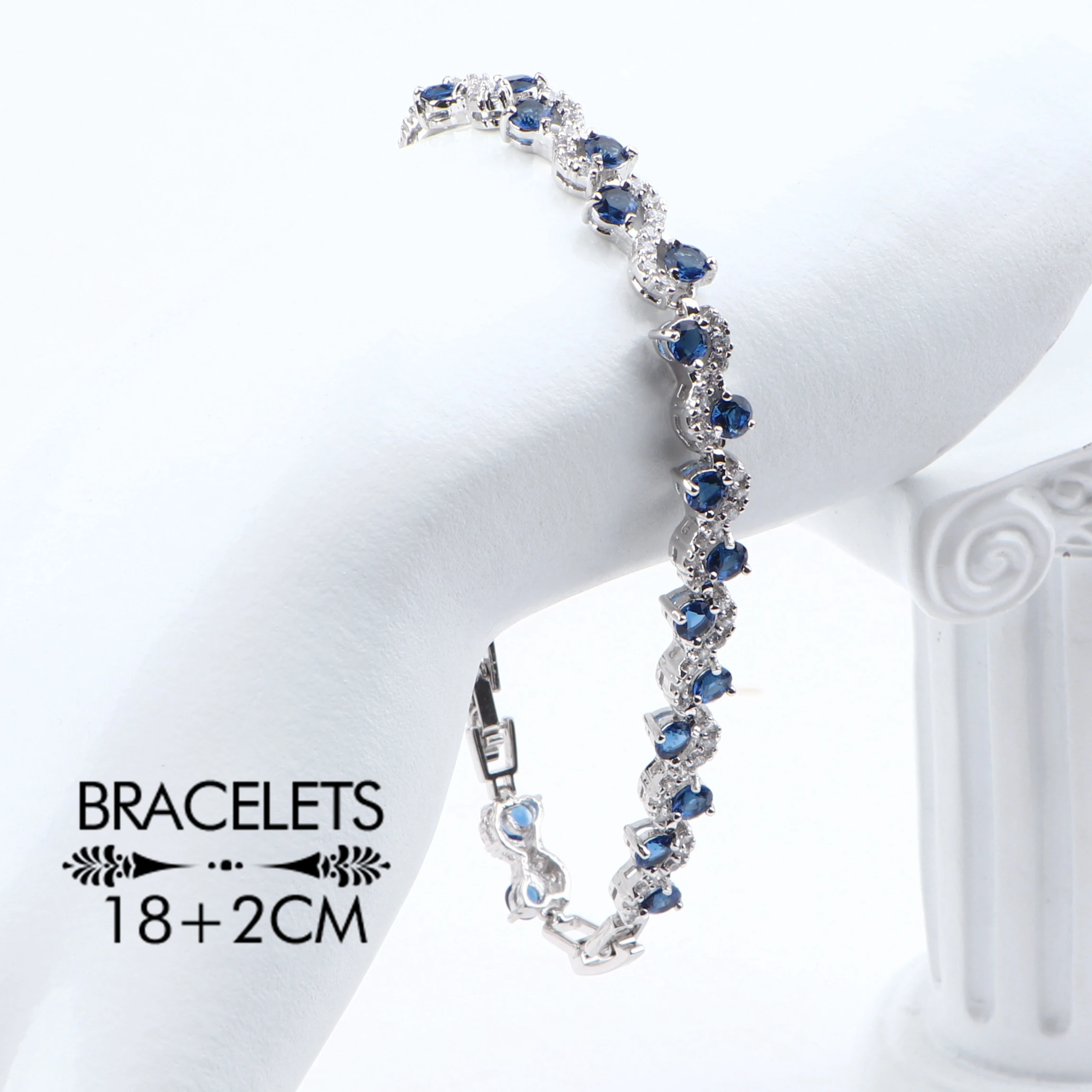 Женский комплект украшений из серебра 925 пробы с синим цирконием | Украшения и