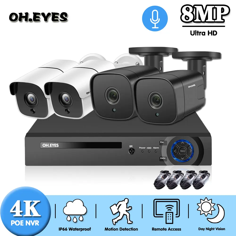 

H.265+ 8MP POE NVR 4K AI Explosion-proof CCTV Security Camera System Face Detection Video Surveillance Camera Kits P2P