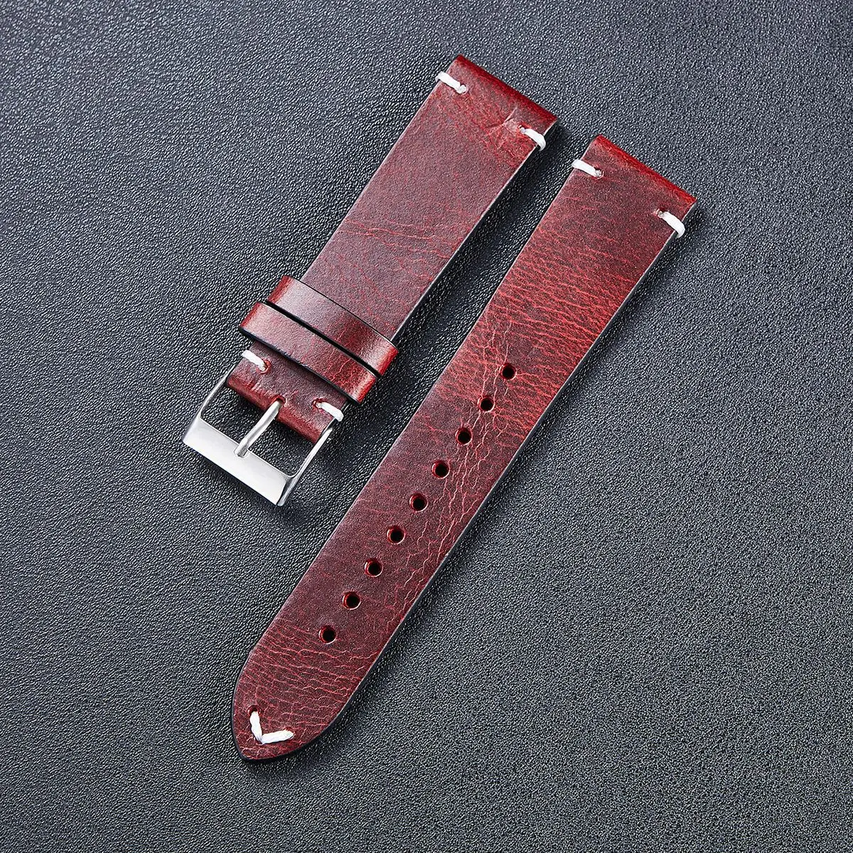 

Ремешок из натуральной вощеной кожи для наручных часов, универсальный ретро браслет для смарт-часов, быстросъемный аксессуар, 20 22 мм