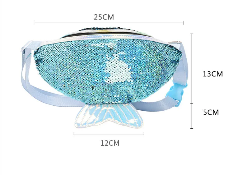 Красочные девушки Fanny Pack Русалка блесток женщин банан чехол на пояс Сумка симфония кошелек PU через плечо сумка