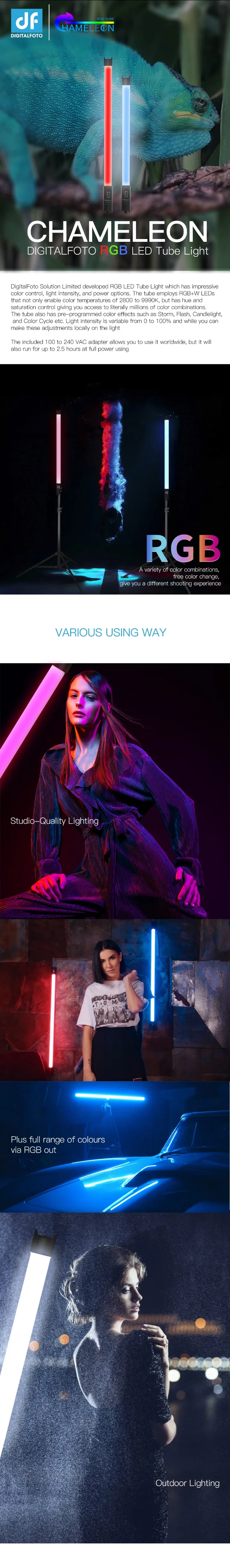 Горячая Распродажа DF DIGITALFOTO Хамелеон RGB светодиодный ламповый Светильник Красочные специальные эффекты фильм фотографии держать лампа для видео