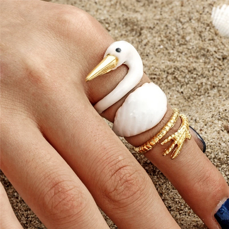 3 шт./компл. набор колец с эмалью белка лось лебедь животное для женщин |