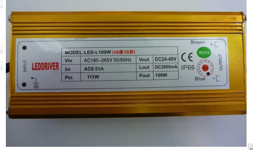 Наивысшее качество 3000mA источник постоянного тока светодиодный драйвер 100W (Вход