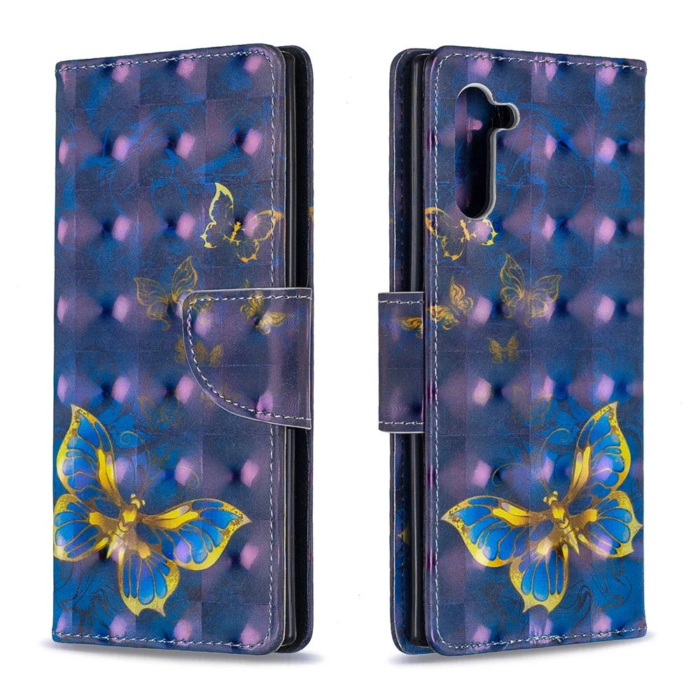 Для Coque samsung Galaxy Note 10 Pro флип чехол 3D бабочка окрашенный кожаный для Funda телефона