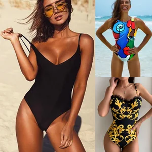 2021 сексуальный цельный купальник женский однотонный черный стринги с открытой спиной Монокини Купальный костюм XL