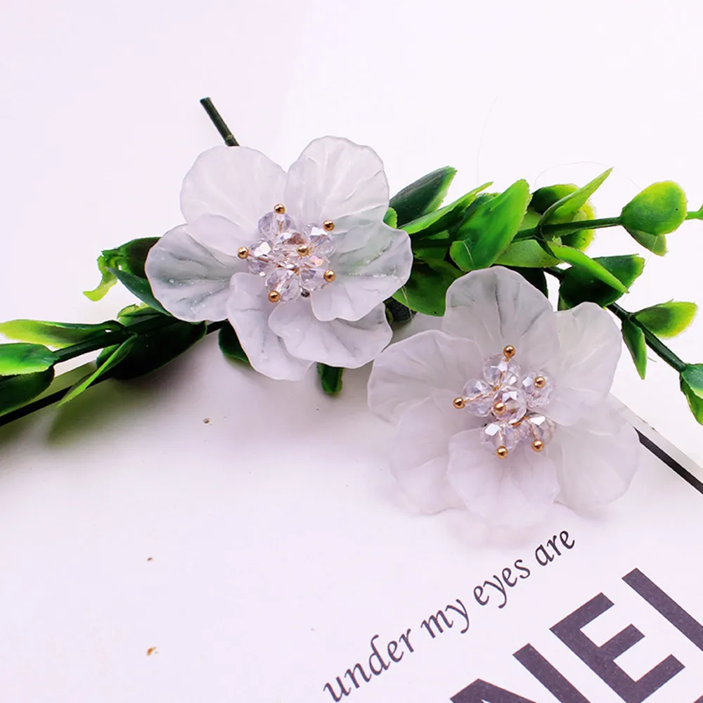 1 пара большой романтической чистый белый лепестки из акрила с украшением в виде