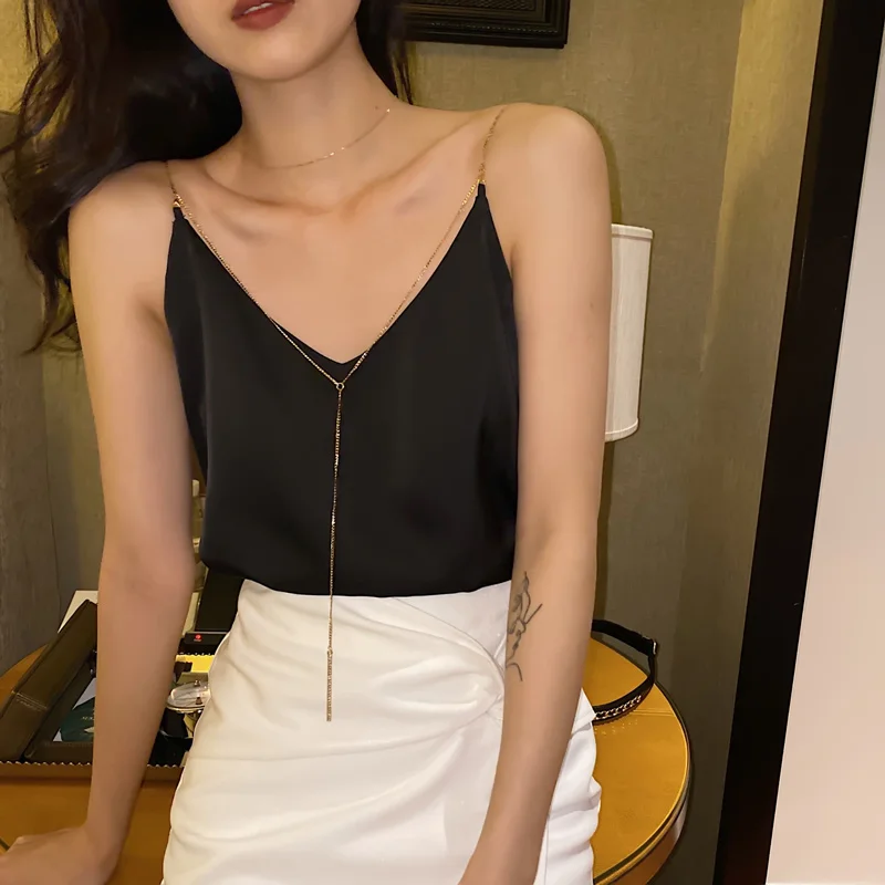 Женский укороченный топ с V образным вырезом пикантный модный однотонный в