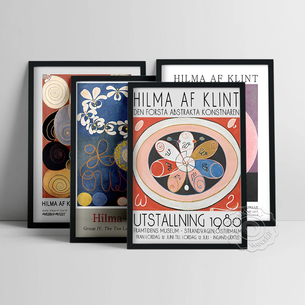 

Swedish Hilma Af Klint Exhibition Poster, Af Klint Colored Pattern Oil Painting, Vintage Abstract Modern Mid Century Wall Decor